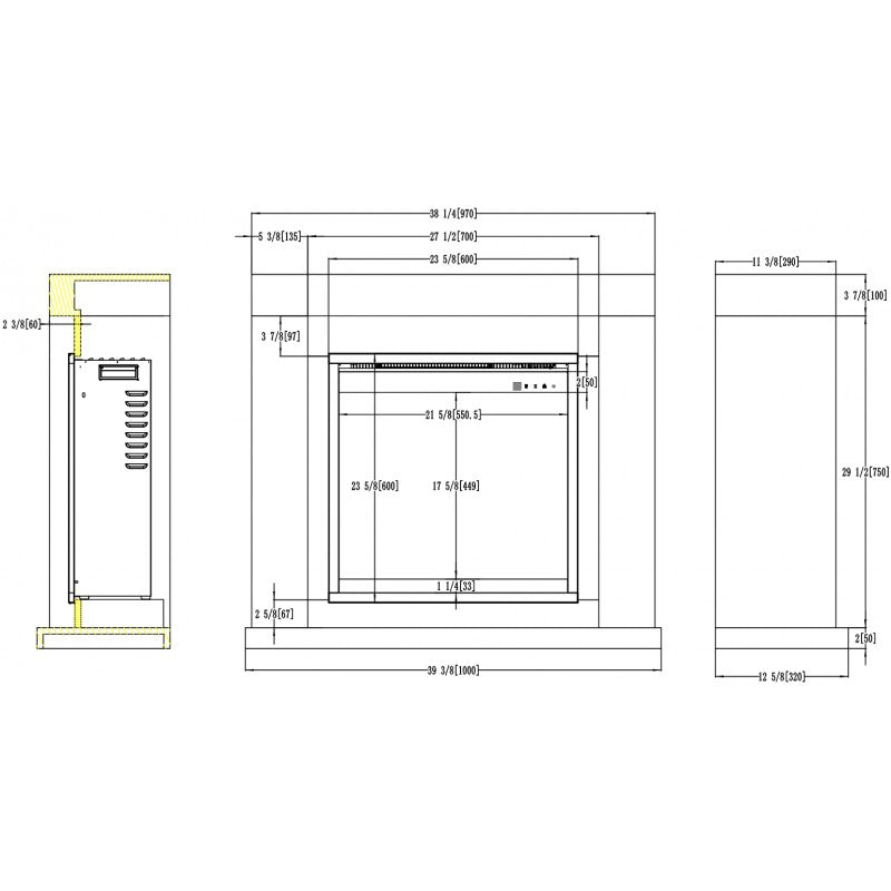 Aflamo Jolo Eiche (Einsatz 60 × 60), Maßgrafik