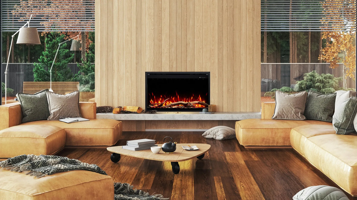 Aflamo Kamineinsatz 3D 100 × 60, im Wohnraum