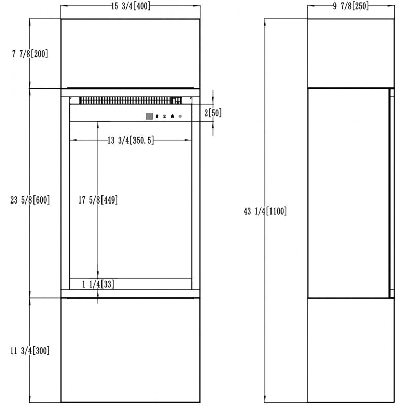 Aflamo Milos 40 Weiß, Maßgrafik